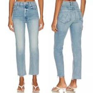 MOTHER High Waisted Rider Ankle Fray Jeans in Fish Out Of Water